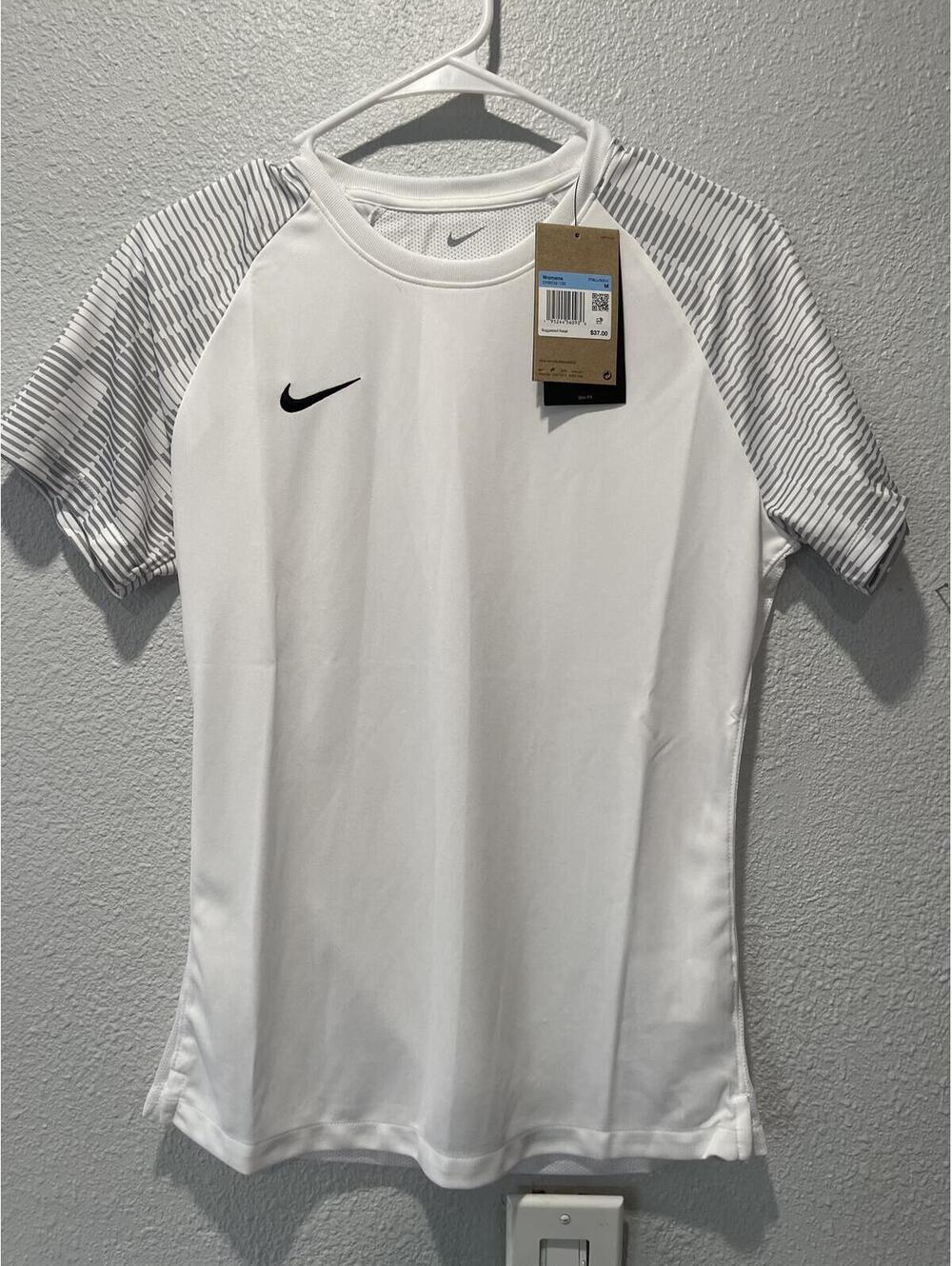 Nike Women's White and Gray Short Sleeve Athletic Shirt, M